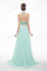 Turquoise Sexy Maxi Chiffon Formal Prom Evening Dress EN144